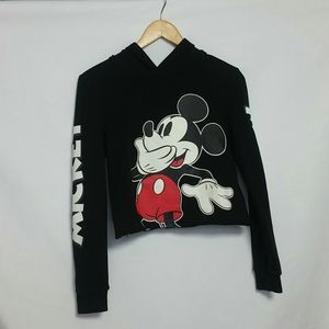 H&M Mickey Mouse Cropped Hooded Top Size 12